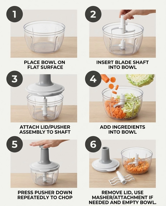 Manual Hand Push Chopper | Multifunctional Mixer/Press Cutter Vegetable & Meat Grinder