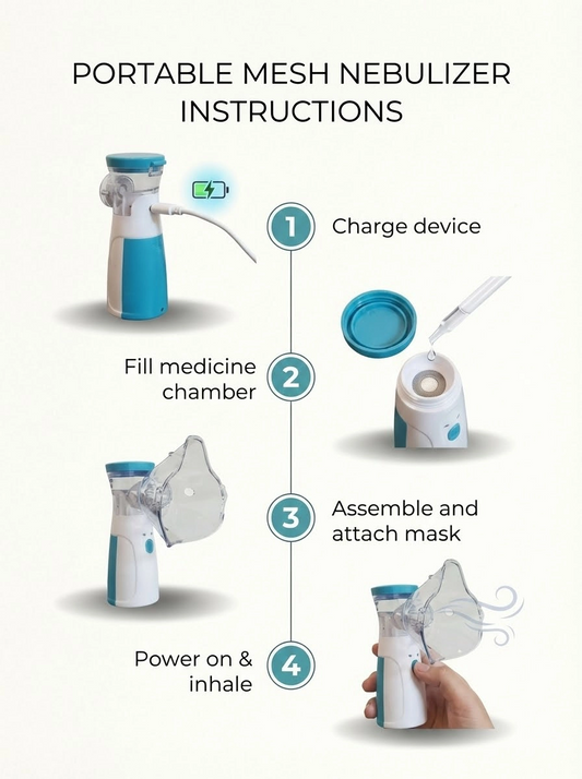 Portable Mesh Nebulizer | Handheld Steam Inhaler for Adults & Kids