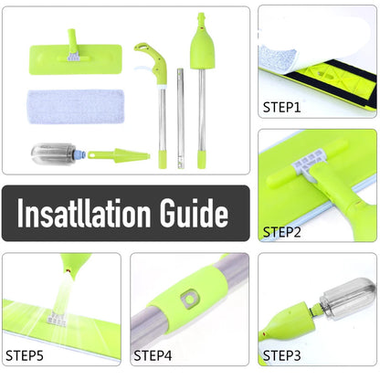 Magic Water Spray Mop with Microfiber Cloth & Built-in Water Tank
