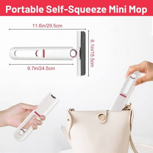 Portable Mini Mop with Squeeze Handle - Foldable Desktop & Table Cleaner