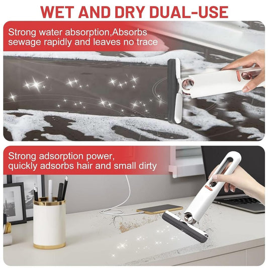 Portable Mini Mop with Squeeze Handle - Foldable Desktop & Table Cleaner