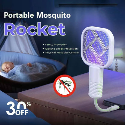 USB Portable Mini Mosquito Racket with UV Light – Rechargeable Electric Bug Zapper Killer