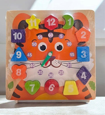 Kids Wooden Educational Learning Clock Toy