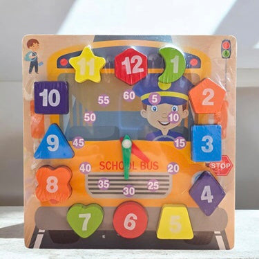 Kids Wooden Educational Learning Clock Toy