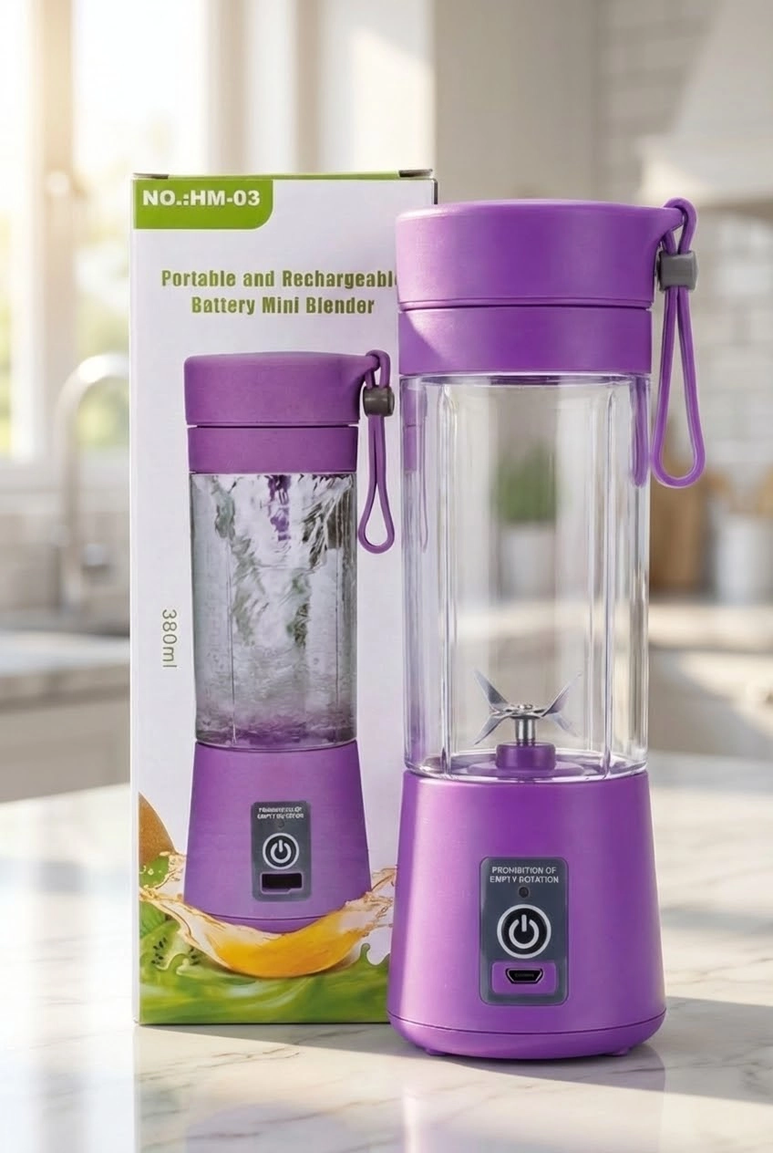Portable & Rechargeable Juicer Blender - Mini Personal Travel Blender with 6 Blades, Ice Crushing