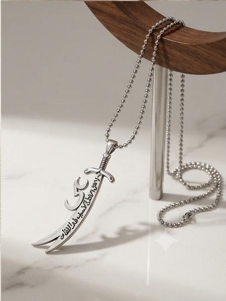 Ya Ali (AS) Zulfiqar Stainless Steel Pendant Necklace – Premium Shia Islamic Jewelry