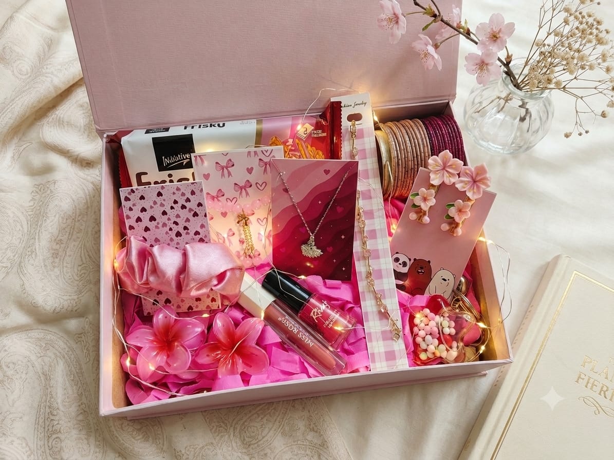 Premium Pink Gift Box for Her | Cute Jewelry & Beauty Gift Hamper with Free Delivery
