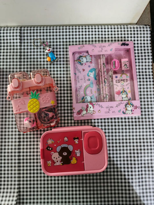 Back to School Deal for Kids – Lunch Box, Water Bottle & Stationery Set + Free Keychain