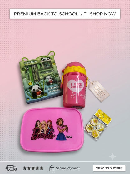Back to School Combo Set – Stationery Box & Lunch Box, Water Bottle with FREE Erasers