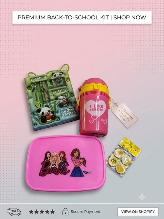 Back to School Combo Set – Stationery Box & Lunch Box, Water Bottle with FREE Erasers