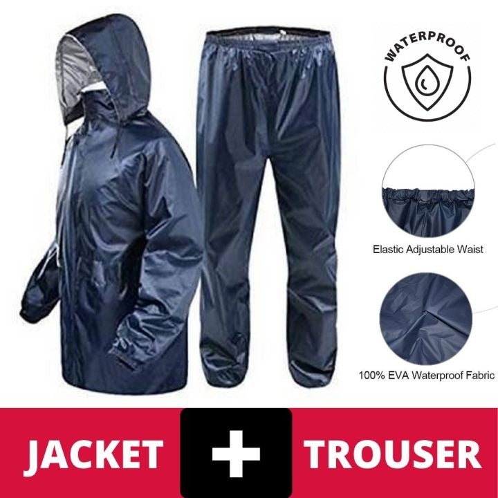 Premium Waterproof Rain Suit for Men & Women – EVA Rain Jacket & Trouser Set with Hood