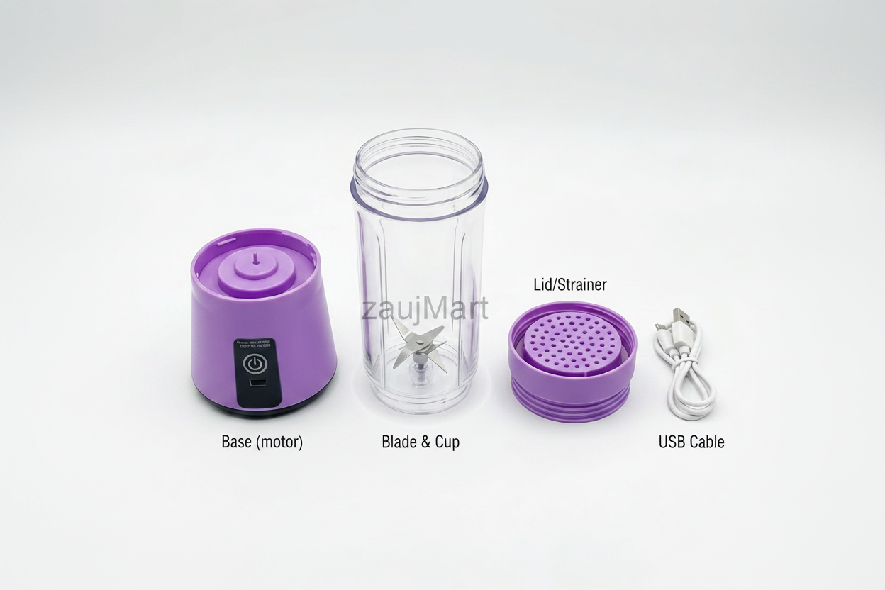 Portable & Rechargeable Juicer Blender - Mini Personal Travel Blender with 6 Blades, Ice Crushing