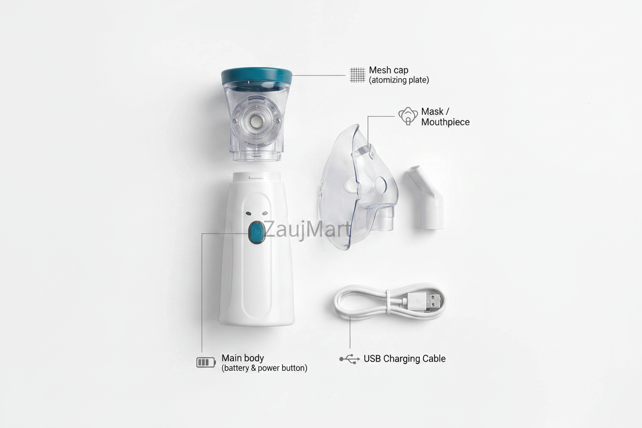 Portable Mesh Nebulizer | Handheld Steam Inhaler for Adults & Kids