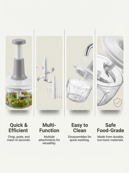 Manual Hand Push Chopper | Multifunctional Mixer/Press Cutter Vegetable & Meat Grinder