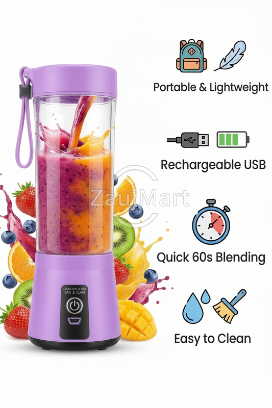 Portable & Rechargeable Juicer Blender - Mini Personal Travel Blender with 6 Blades, Ice Crushing