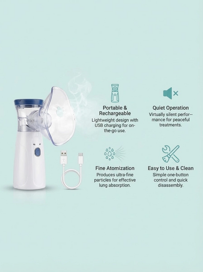Portable Mesh Nebulizer | Handheld Steam Inhaler for Adults & Kids