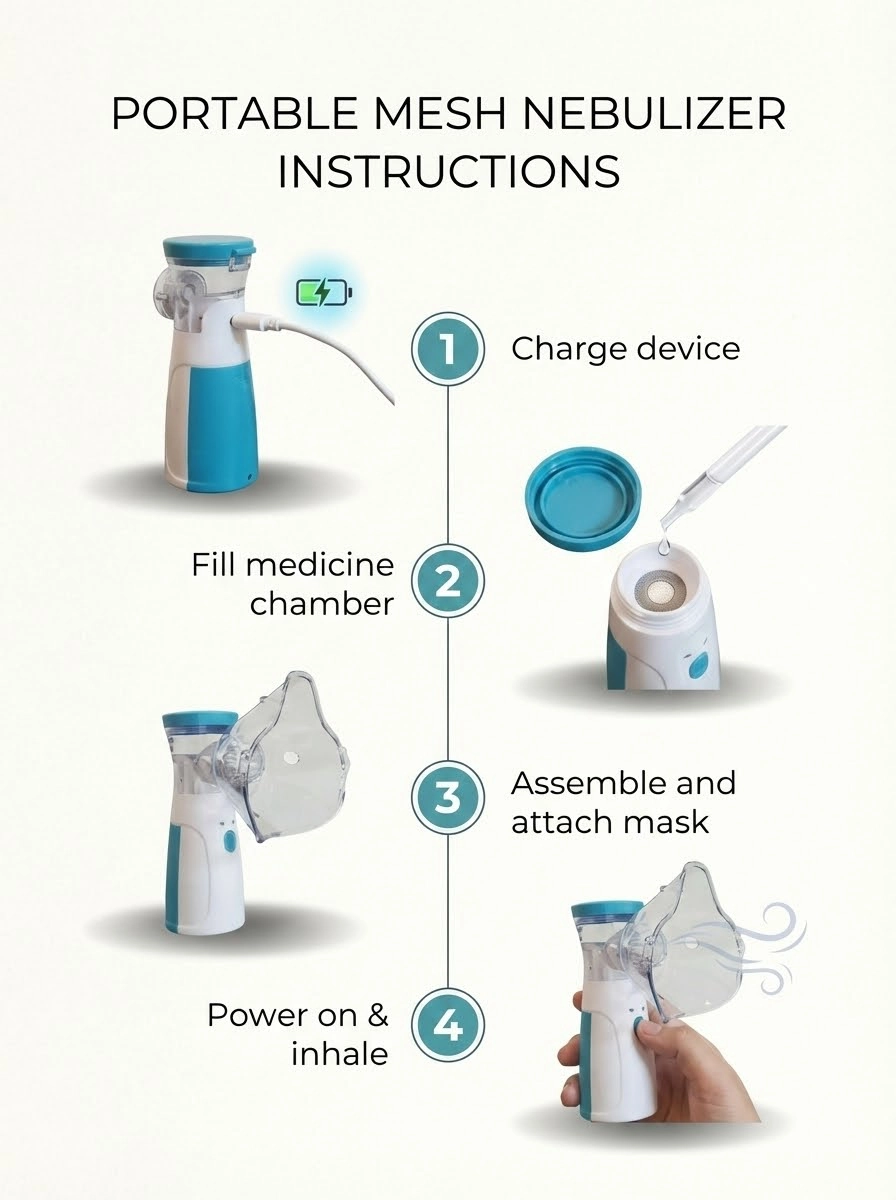 Portable Mesh Nebulizer | Handheld Steam Inhaler for Adults & Kids