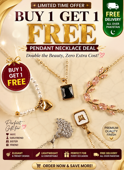 ✨ Buy 1 Get 1 FREE Pendant Necklace Set – Free Delivery All Over Pakistan